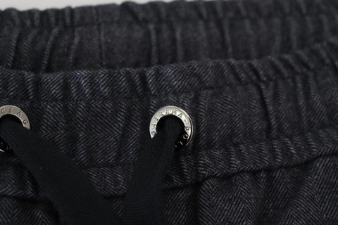 Gray cotton tapered pants by Dolce & Gabbana, showcasing a relaxed fit with smooth fabric and stylish design.