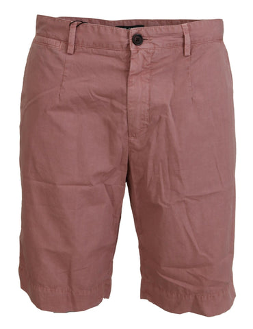Pink cotton casual men's chino shorts from Dolce & Gabbana, featuring a relaxed fit and classic design.