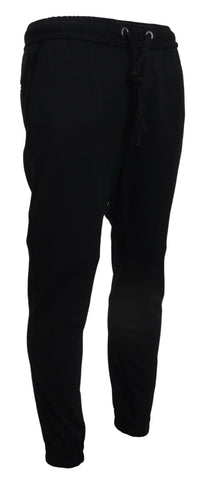 Black men's sport wool sweatpants by Dolce & Gabbana, featuring a comfortable fit and athletic-style design.