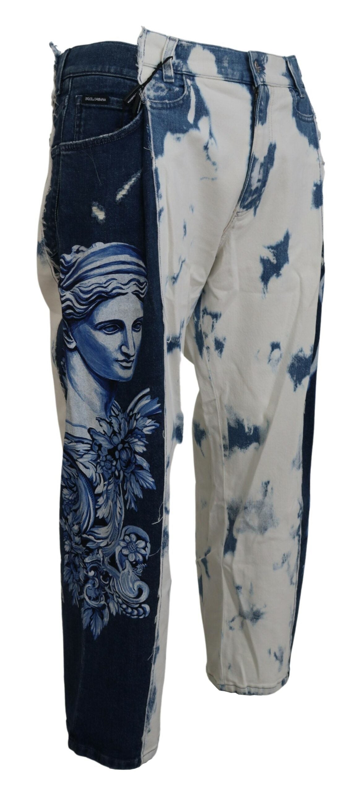 Blue Caesar denim cotton loose fit jeans by Dolce & Gabbana, showing front view with classic five-pocket design.