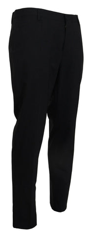Gray wool stretch dress pants by Dolce & Gabbana, slim fit formal trousers with tailored design and sleek appearance.