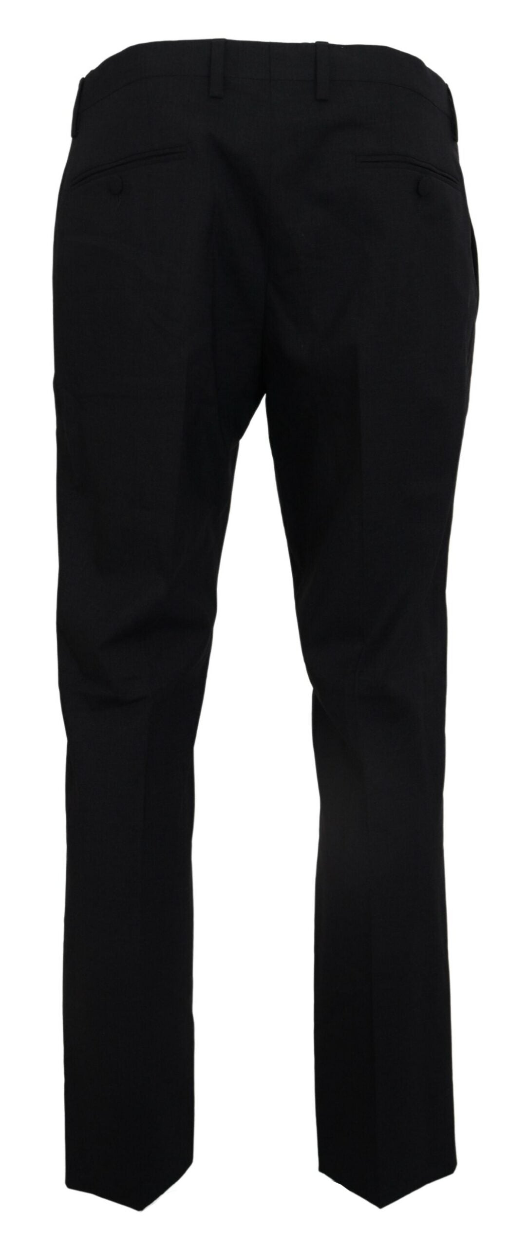 Gray wool stretch dress pants by Dolce & Gabbana, formal slim fit trousers with tailored design and clean finish.