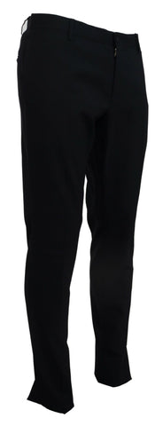 Blue wool stretch dress with slim fit formal pants by Dolce & Gabbana, displayed on a neutral background.