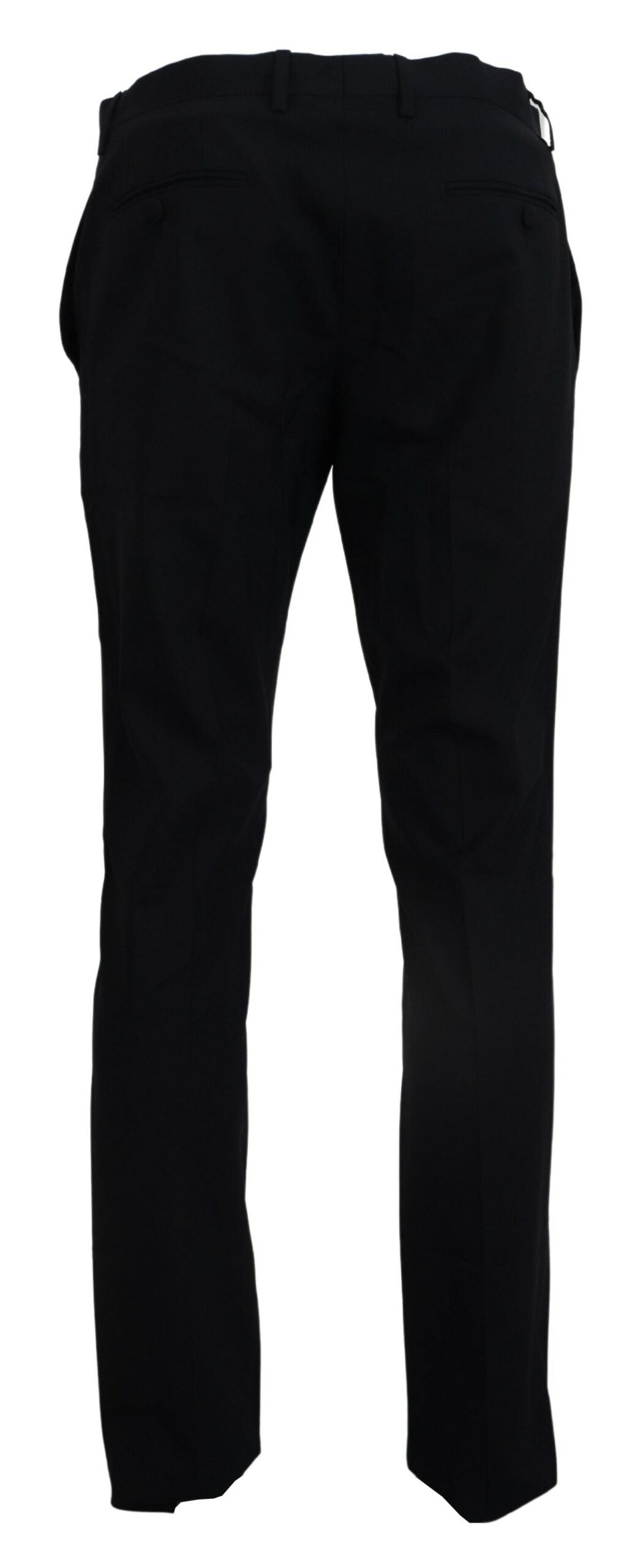 Blue wool stretch dress pants by Dolce & Gabbana, slim fit formal trousers with a tailored design and refined finish.