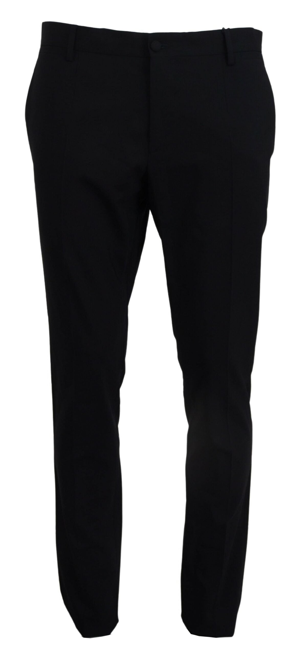 Blue wool stretch dress with slim fit design by Dolce & Gabbana, formal pant styled for elegant occasions.