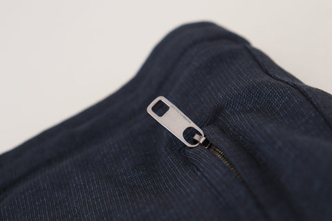 Blue men's sport cotton sweatpants from Dolce & Gabbana, casual athletic pants with a relaxed fit and elastic waistband.