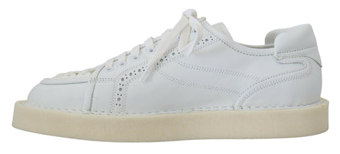 White leather low-top Oxford sneakers by Dolce & Gabbana, casual shoes with sleek design and classic style.