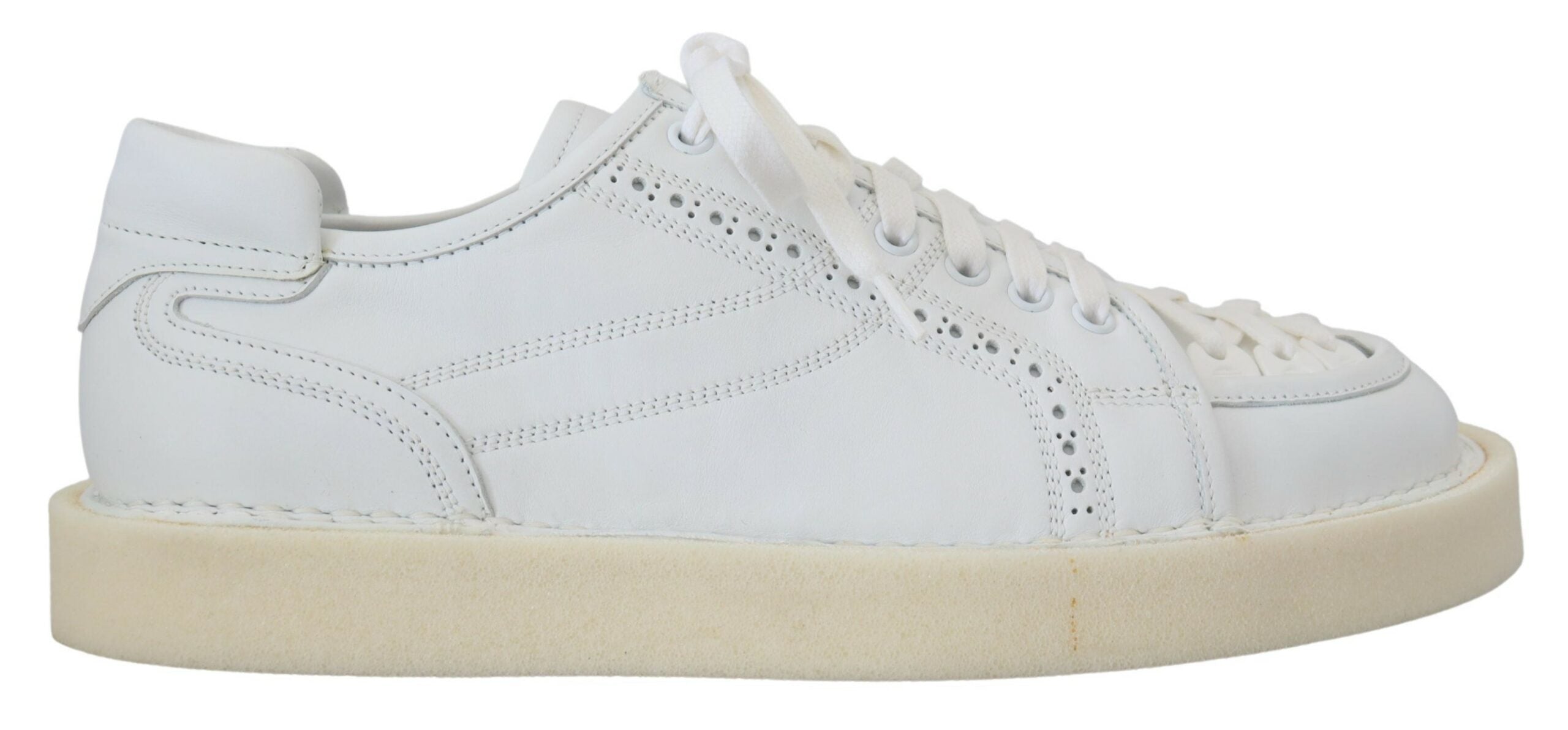 White leather low top Oxford sneakers by Dolce & Gabbana with casual design and lace-up style.