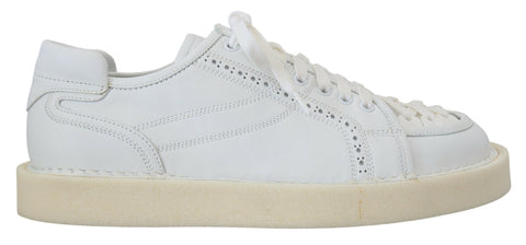 White leather low top Oxford sneakers by Dolce & Gabbana with casual design and lace-up style.