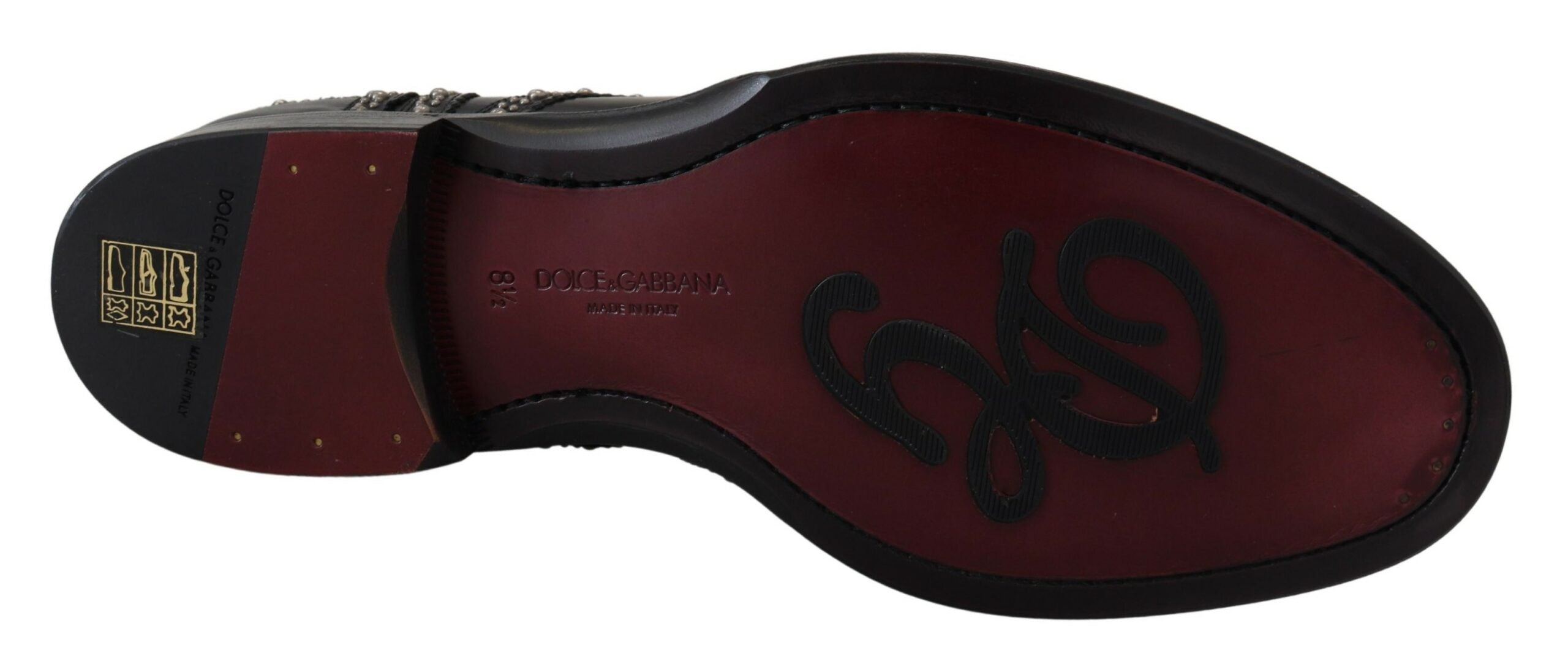 Black leather derby dress shoes with studded accents from Dolce & Gabbana, featuring a polished finish and classic design.