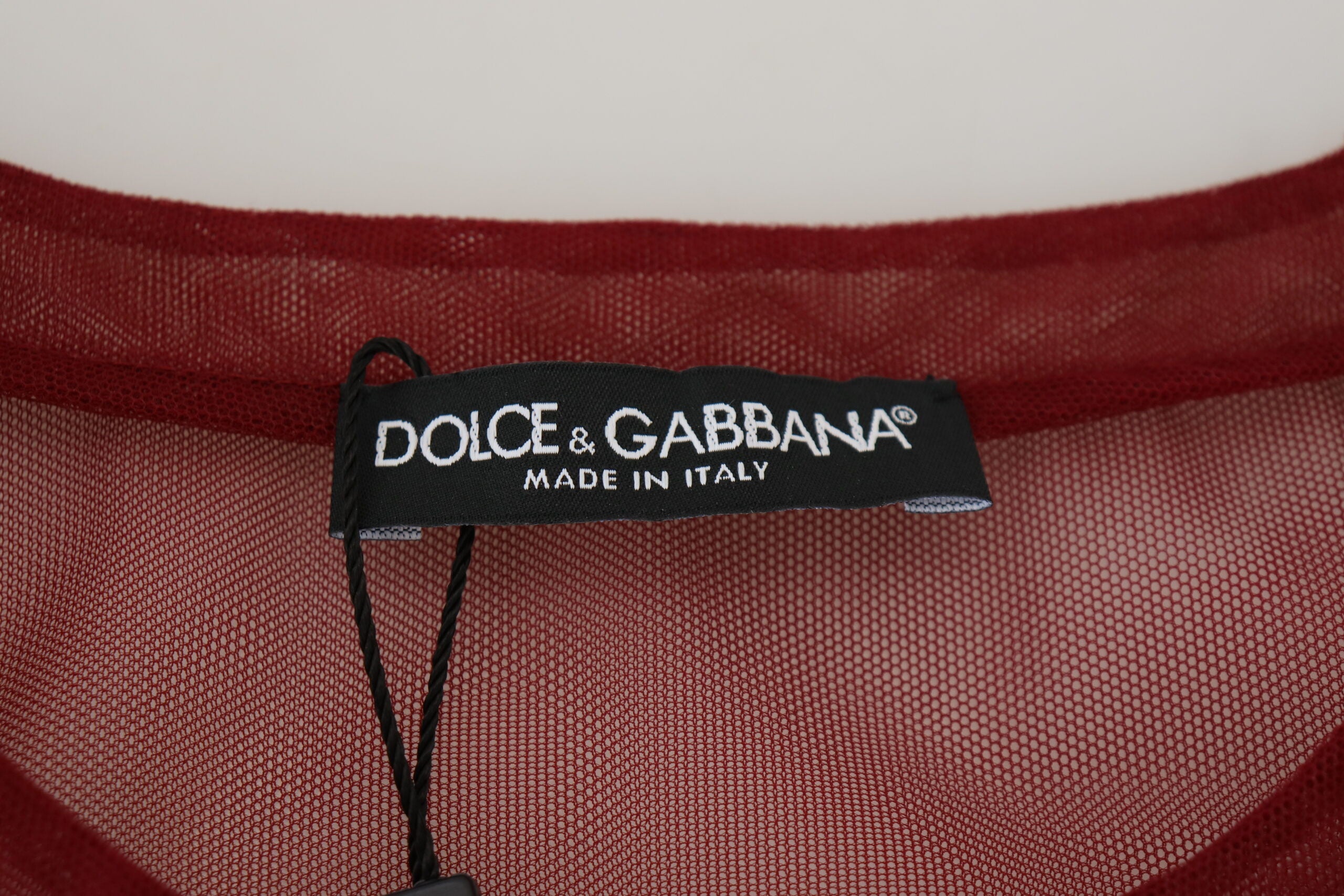 Maroon nylon two-layer shift mini dress by Dolce & Gabbana, featuring a stylish, layered design and sleek fit.