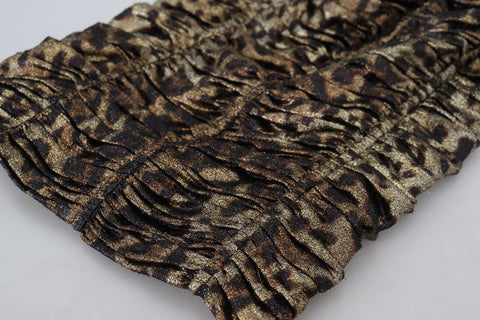 Multicolor leopard print bodycon sheath midi dress by Dolce & Gabbana, fitted design with bold animal print pattern.