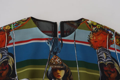Multicolor Sicily silk A-line gown dress by Dolce & Gabbana, featuring a flowing long silhouette and vibrant pattern.