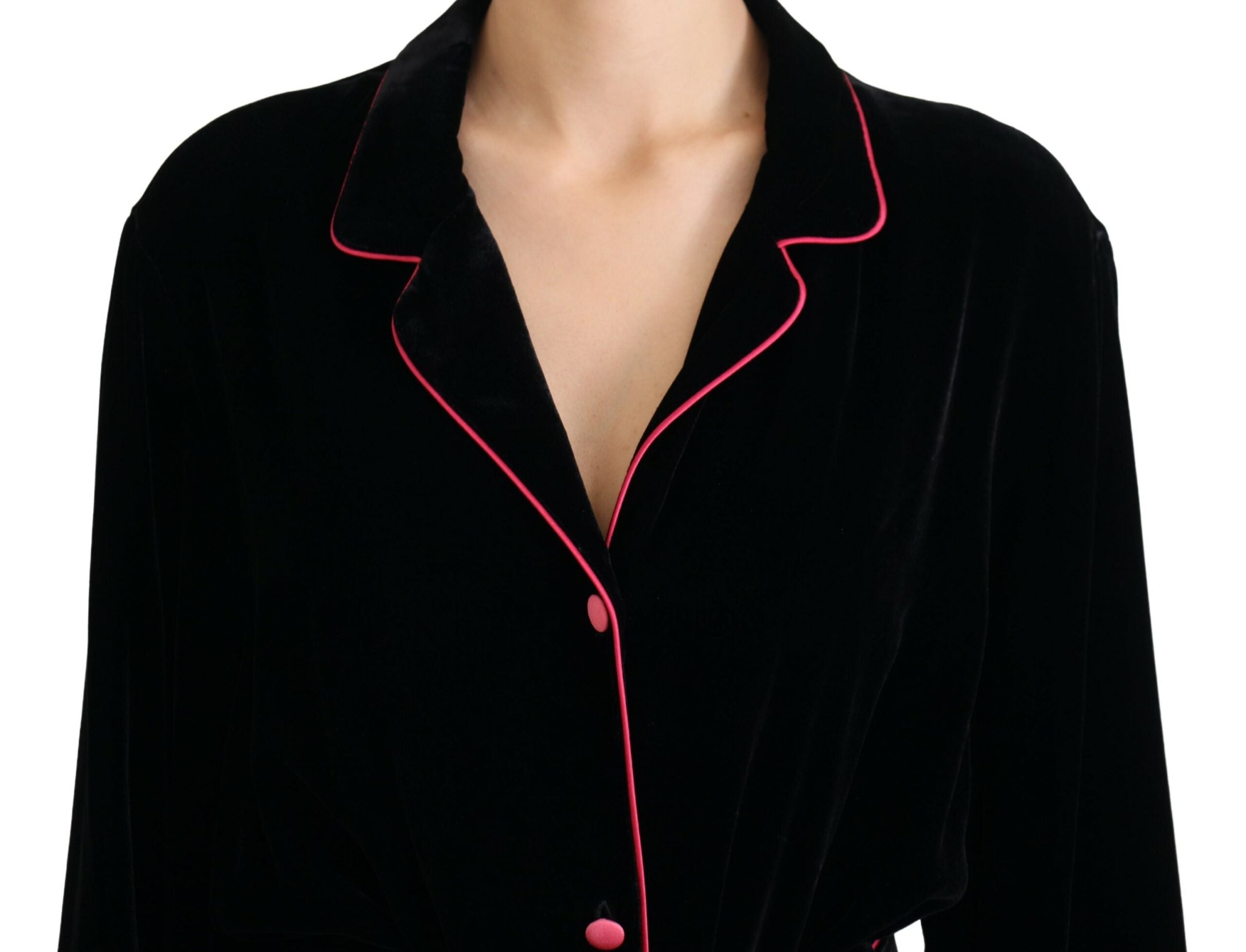 Black button belted blazer viscose jacket by Dolce & Gabbana, featuring a tailored fit with a classic lapel and stylish belt detail.
