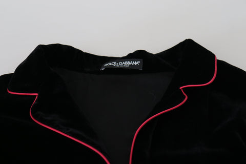 Black button belted blazer viscose jacket by Dolce & Gabbana, featuring a tailored fit and classic lapel design.