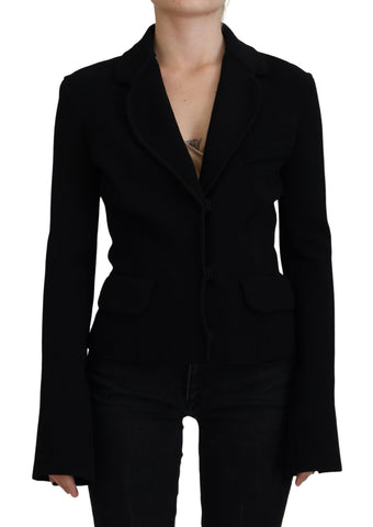 Black button cardigan blazer made of viscose by Dolce & Gabbana, shown as a stylish jacket with front buttons.
