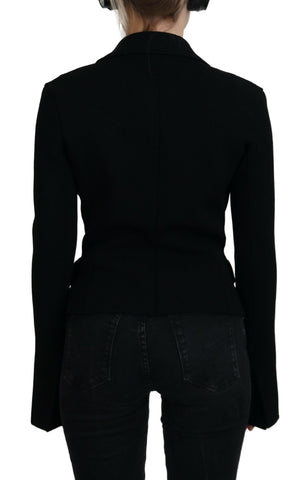 Black Button Cardigan Blazer Viscose Jacket by Dolce & Gabbana, shown with front buttons and tailored fit.