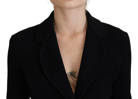 Black button cardigan blazer made of viscose fabric, stylish Dolce & Gabbana jacket with tailored fit and classic design.