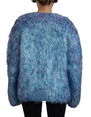 Multicolor polyester fringes coat jacket by Dolce & Gabbana with vibrant fringe details and a stylish tailored fit.