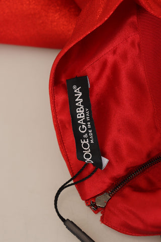 Metallic red high waist polyester mini skirt by Dolce & Gabbana, shown with a shiny, fitted design and stylish waistband.