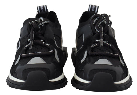 Black mesh Sorrento trekking sneakers by Dolce & Gabbana, featuring durable soles and stylish design for outdoor adventures.