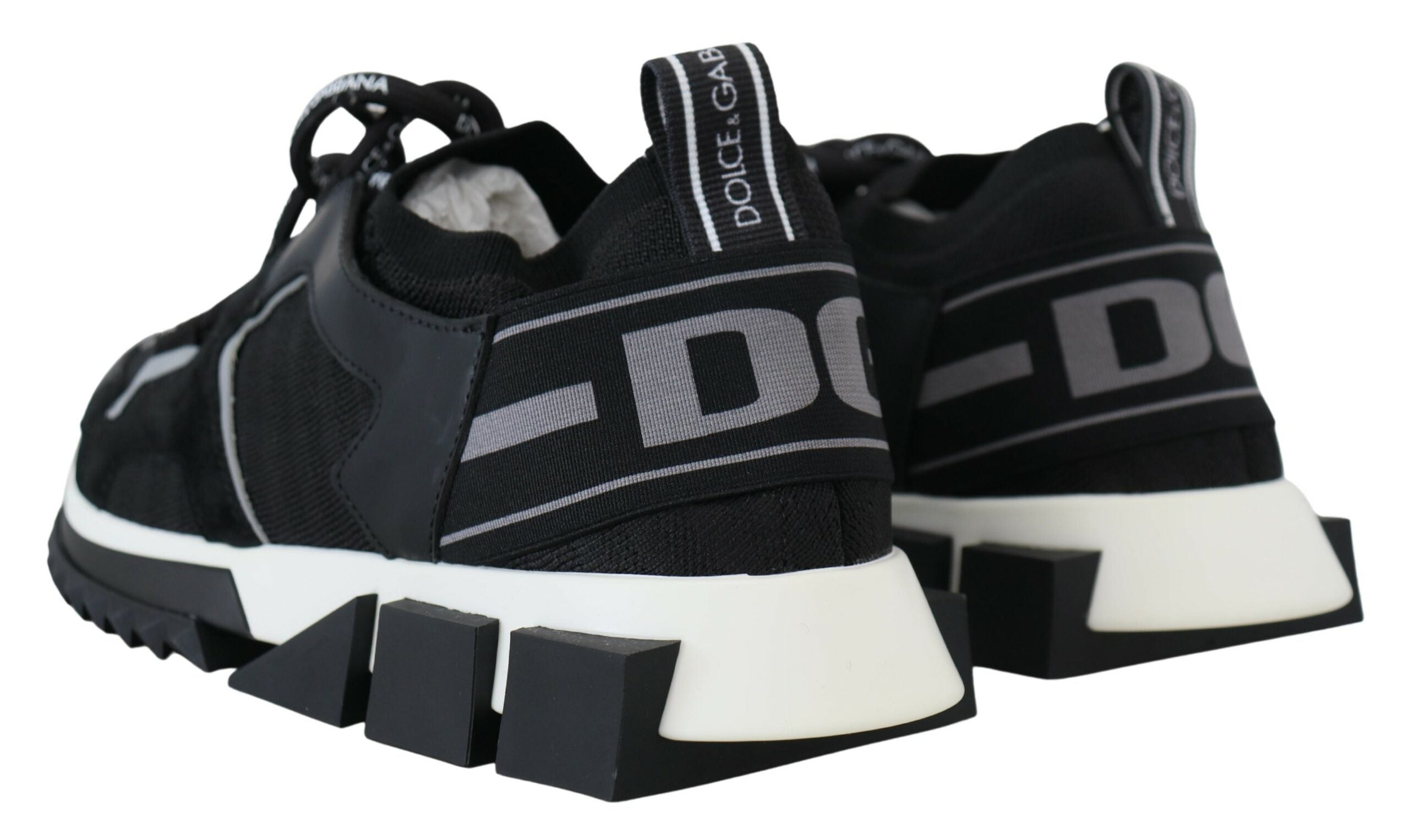 Black mesh Sorrento trekking sneakers by Dolce & Gabbana with rugged soles and stylish design, ideal for outdoor adventures.