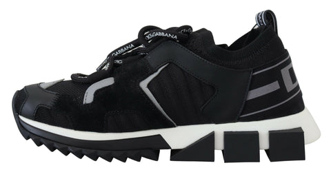 Black mesh Sorrento trekking sneakers by Dolce & Gabbana, featuring sporty design and durable outsole for outdoor adventures.