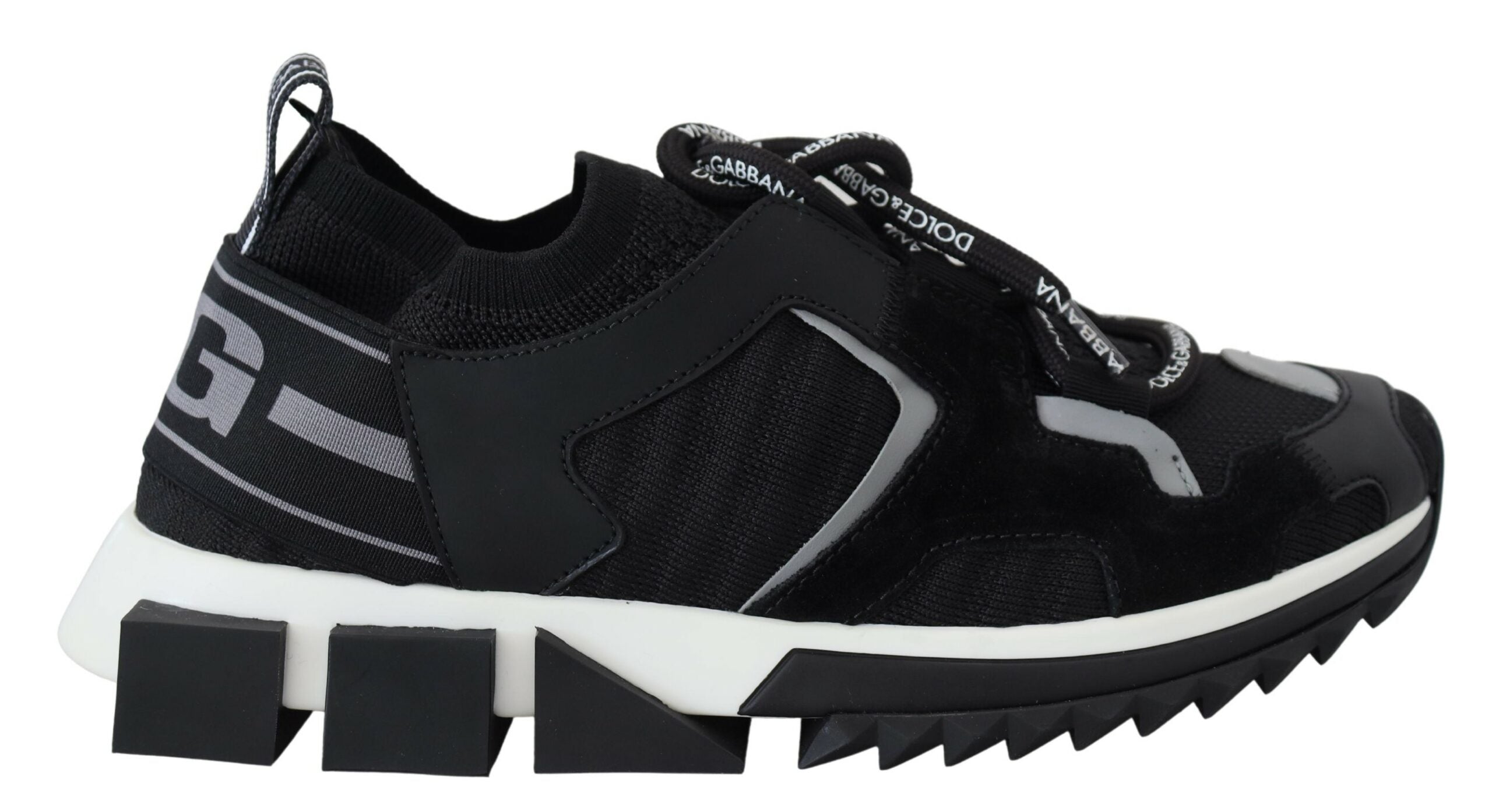 Black mesh Sorrento trekking sneakers by Dolce & Gabbana, featuring breathable mesh fabric and sporty design for outdoor activities.