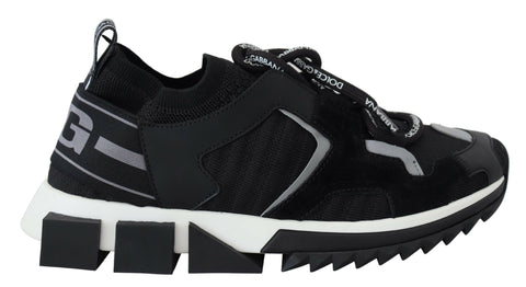 Black mesh Sorrento trekking sneakers by Dolce & Gabbana, featuring breathable mesh fabric and sporty design for outdoor activities.