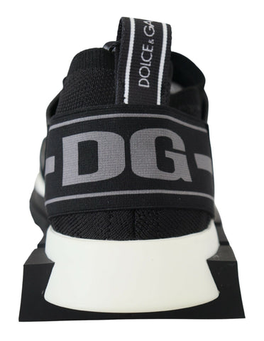 Black mesh Sorrento trekking sneakers by Dolce & Gabbana with sturdy soles and breathable fabric for outdoor adventures.
