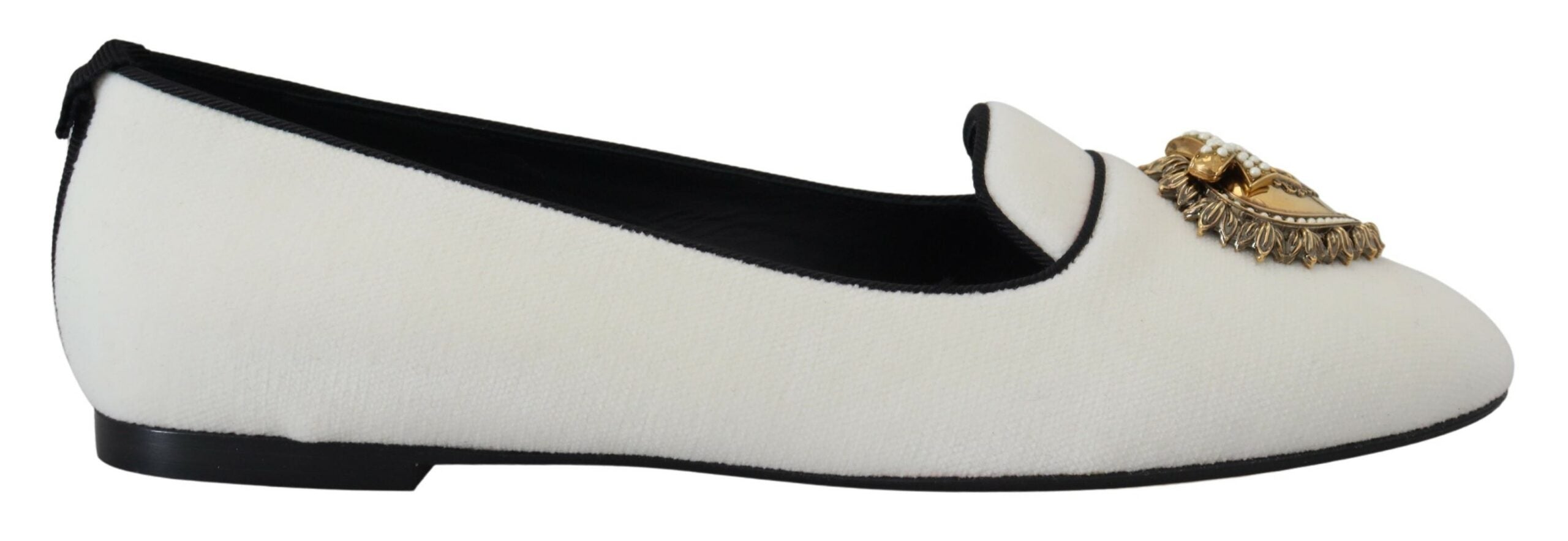 White velvet slip-on loafers by Dolce & Gabbana, flat shoes with a smooth, elegant design and comfortable fit.