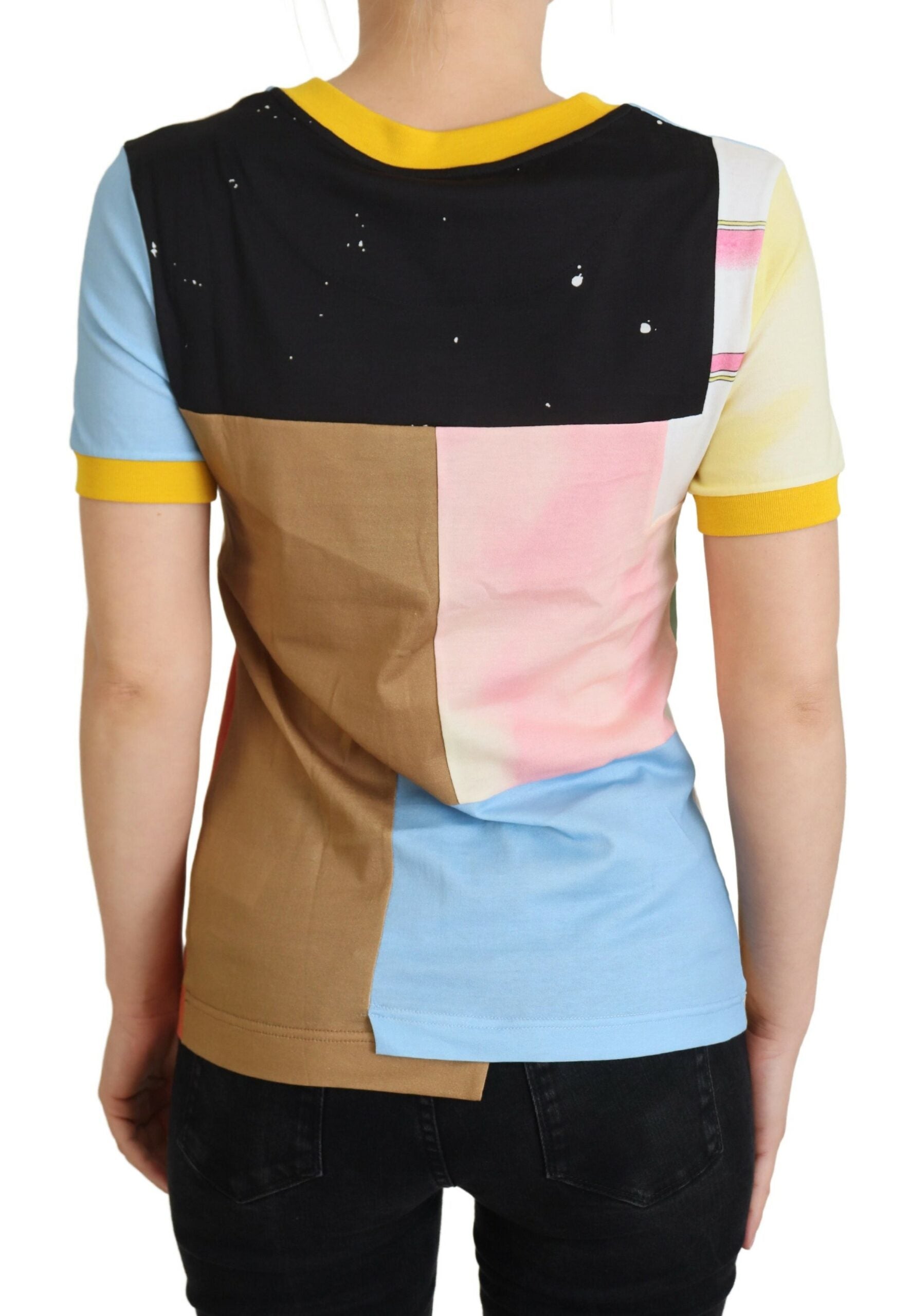 Multicolor cotton DG Love patchwork fabric, featuring vibrant, detailed stitching and design elements from Dolce & Gabbana.