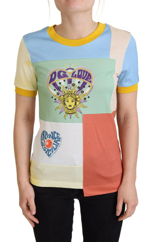 Multicolor cotton DG Love patchwork fabric featuring vibrant, stylish design from Dolce & Gabbana.