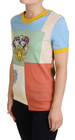 Multicolor cotton DG Love patchwork fabric featuring vibrant, intricate designs by Dolce & Gabbana.