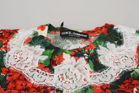 White floral wool lace vest tank top by Dolce & Gabbana with intricate lace details and a soft, textured fabric.