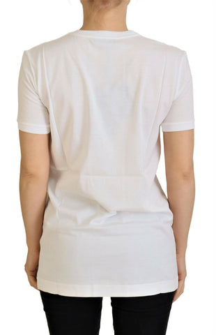 White cotton Dolce & Gabbana DG Loves SUD T-shirt with graphic print, casual fit, and short sleeves.