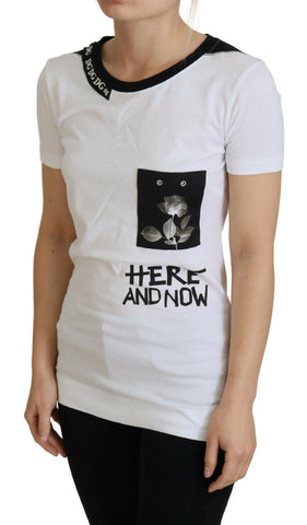White cotton crewneck T-shirt by Dolce & Gabbana, displayed flat with visible stitching and classic fit.