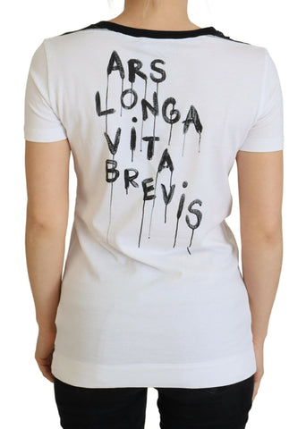 White cotton crewneck T-shirt by Dolce & Gabbana, close-up of the soft fabric and classic fit.