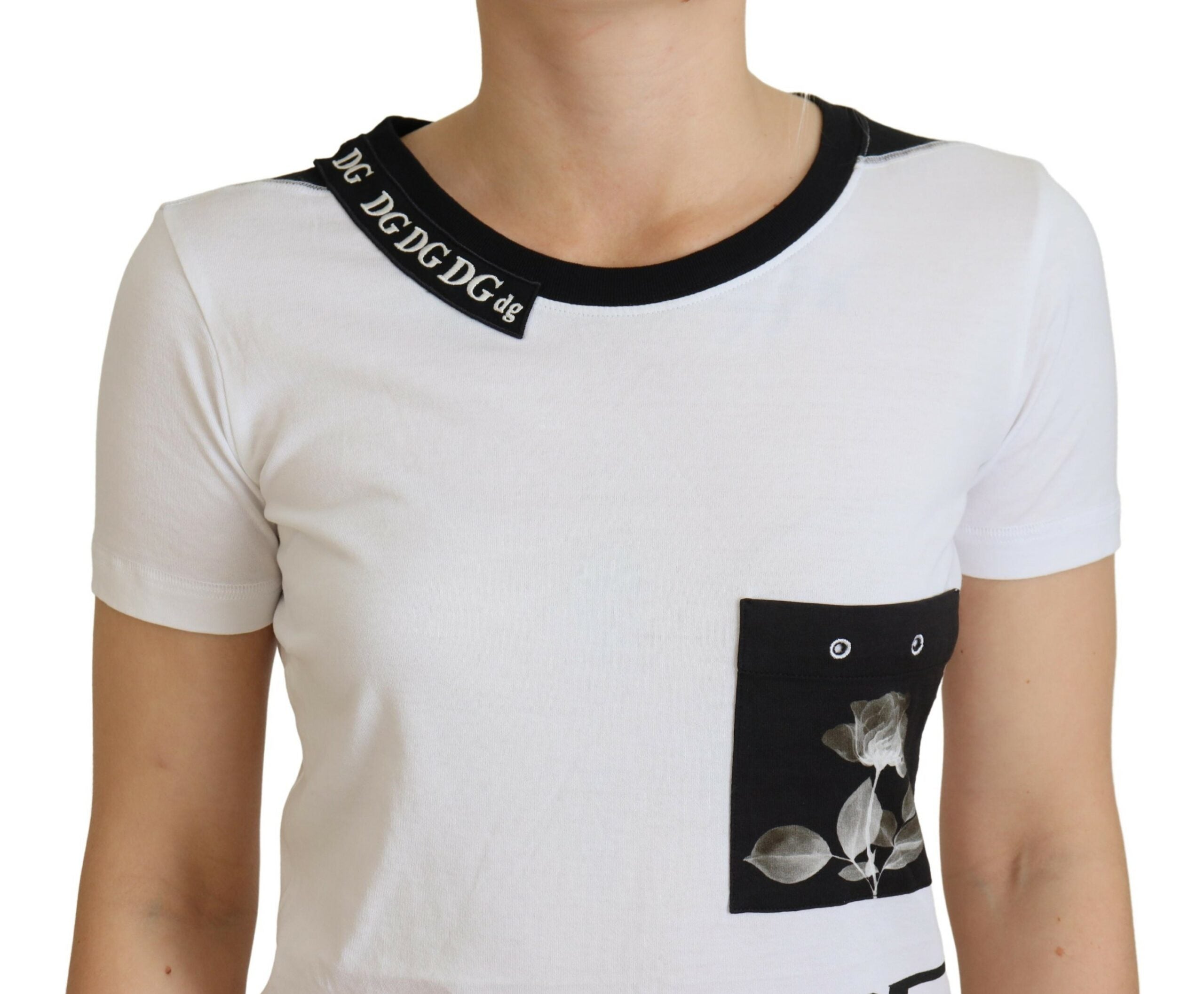 White cotton crewneck T-shirt by Dolce & Gabbana with a simple, classic fit and clean design.