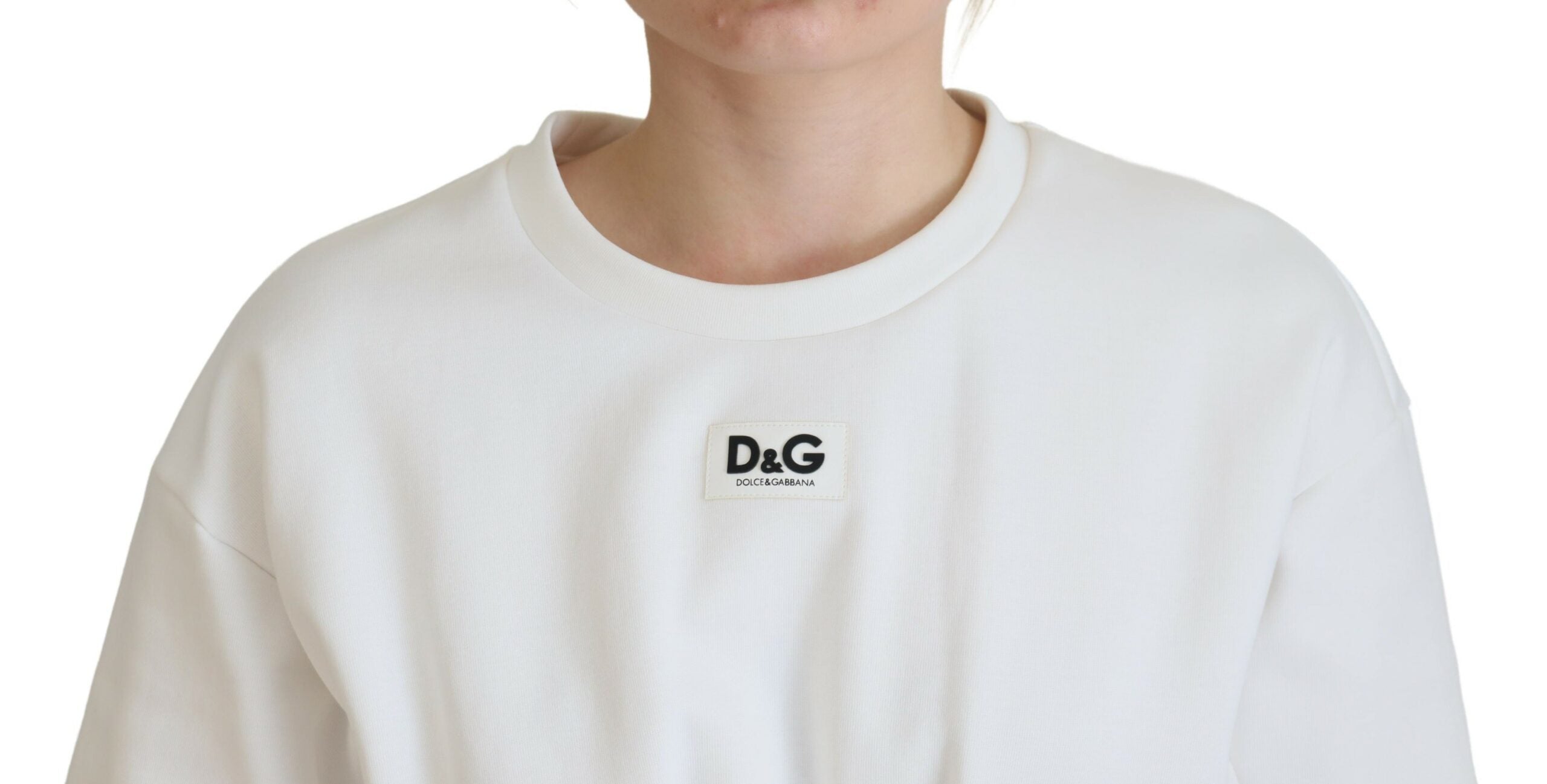 White Dolce & Gabbana corset-style stretch cotton top T-shirt with fitted design and sleek look.