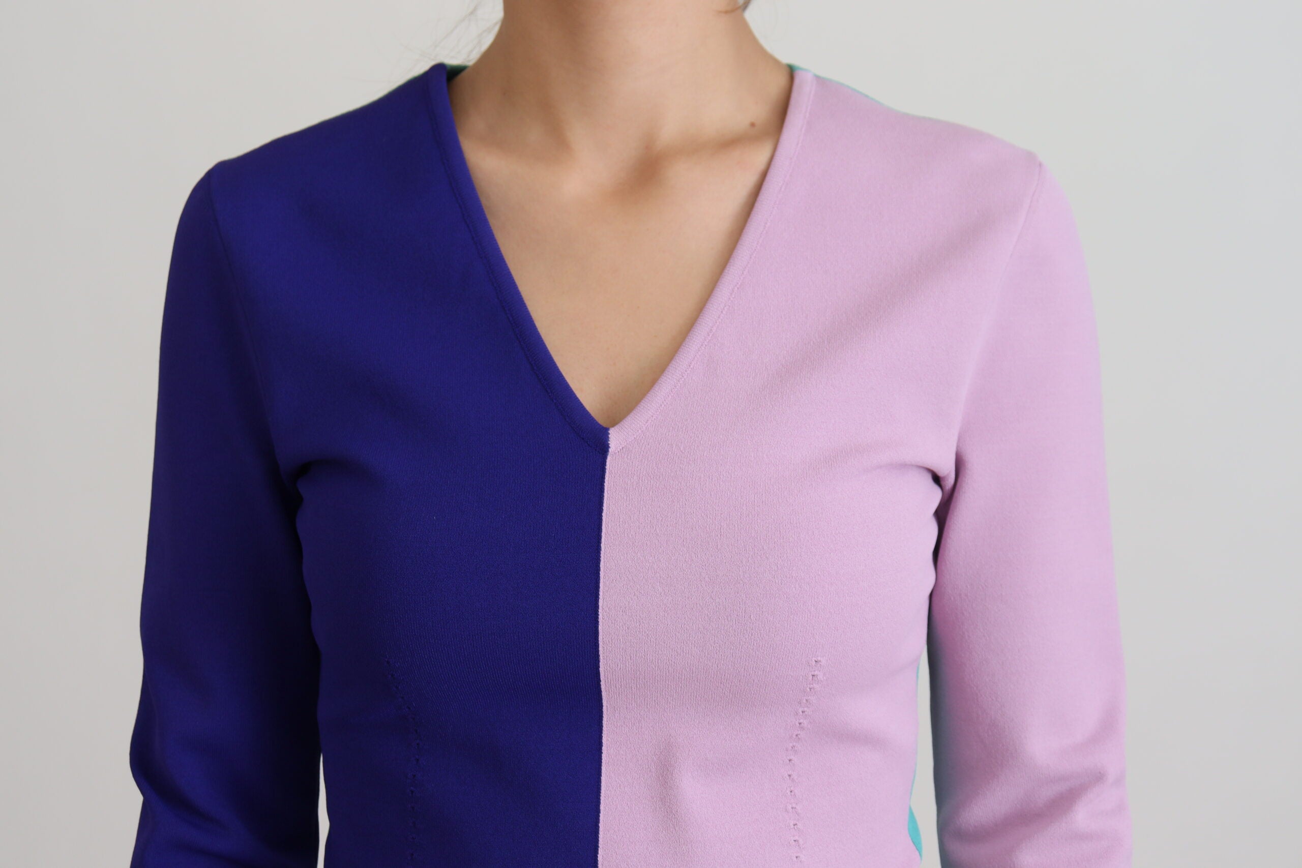 Multicolor V-neck viscose sweater with long sleeves by Dolce & Gabbana, featuring a vibrant, stylish design.