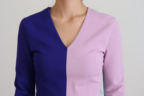Multicolor V-neck viscose sweater with long sleeves by Dolce & Gabbana, featuring a vibrant, stylish design.