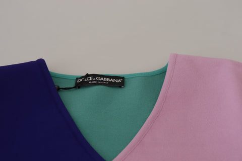 Multicolor V-neck viscose long-sleeve sweater by Dolce & Gabbana, featuring vibrant colors and a relaxed fit.