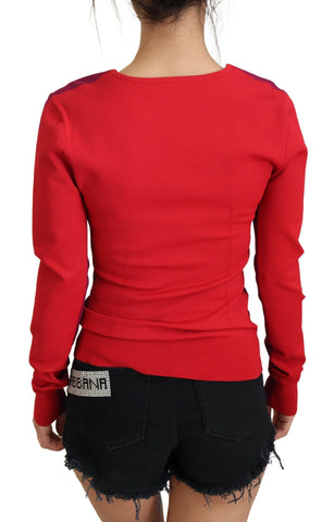 Multicolor viscose square neck pullover sweater by Dolce & Gabbana, featuring vibrant colors and a stylish square neckline.