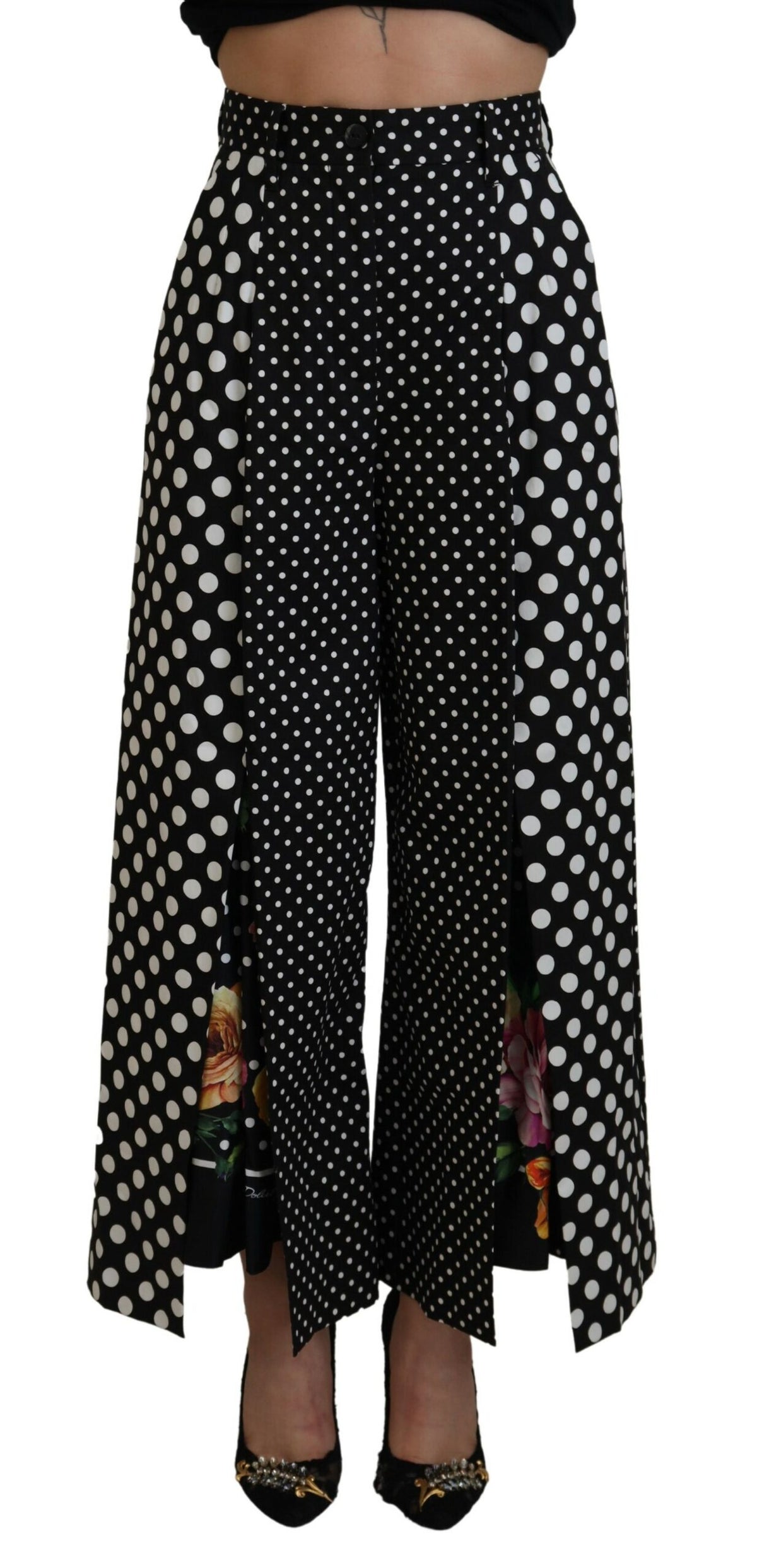 Multicolor polka dot high-waist pants by Dolce & Gabbana, featuring a stylish and vibrant design with a fitted waist.