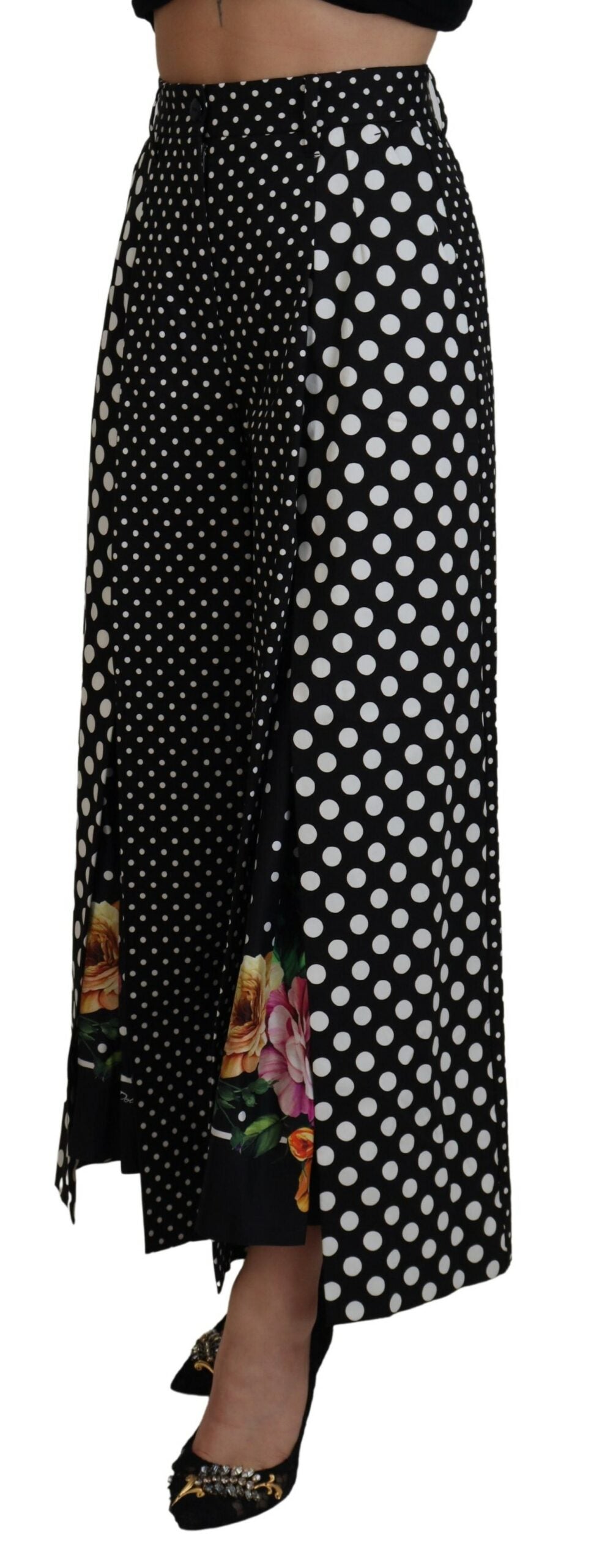 Multicolor polka dot high waist pants by Dolce & Gabbana, featuring a vibrant pattern and tailored fit.