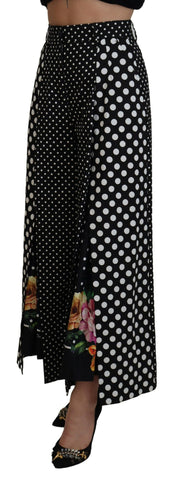 Multicolor polka dot high waist pants by Dolce & Gabbana, featuring a vibrant pattern and tailored fit.