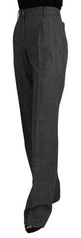 Gray high waist wool pants for women by Dolce & Gabbana, featuring a tailored fit and classic design.