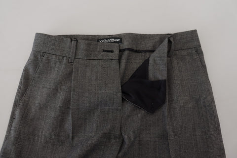Gray high waist wool pants for women by Dolce & Gabbana, featuring a tailored fit and classic design.
