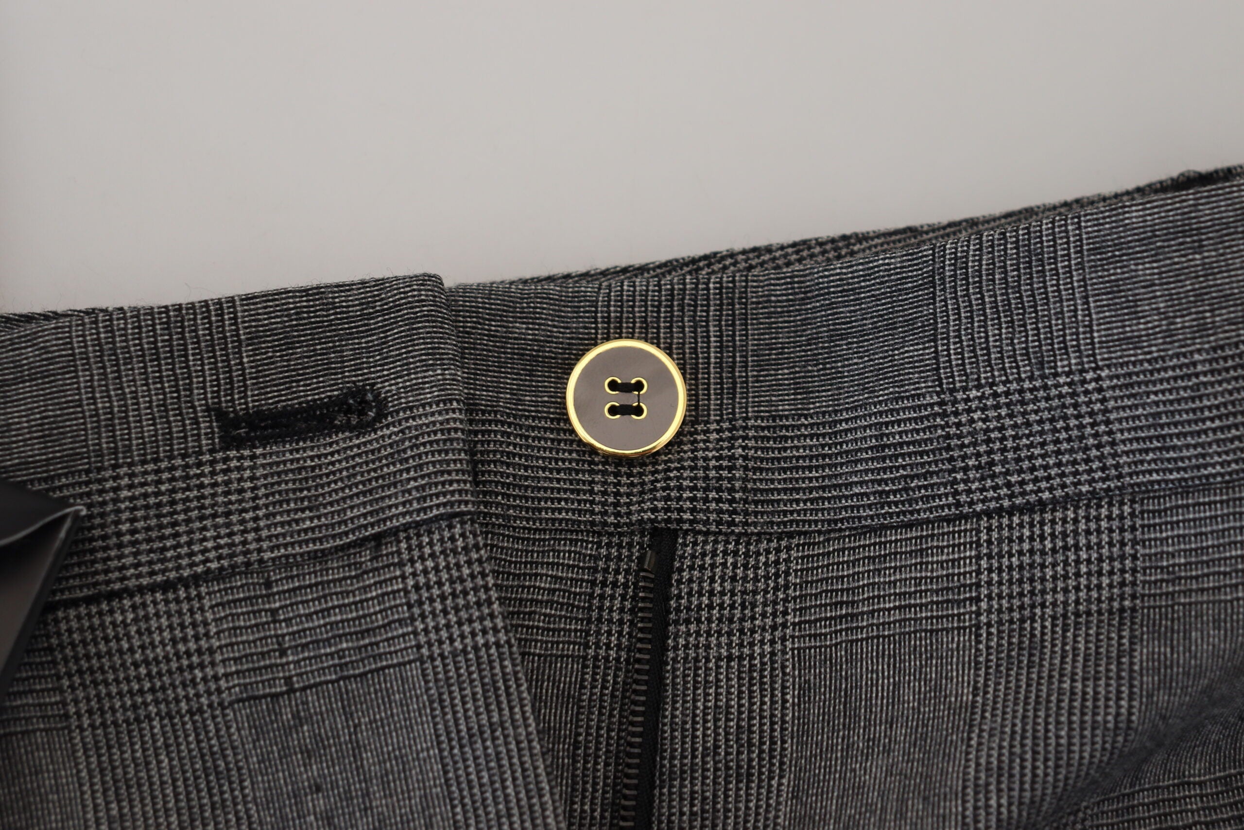 Gray high waist women's wool pants by Dolce & Gabbana, featuring a tailored fit and classic design.
